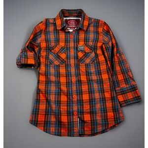 Superdry Co. Plaid Button Up Shirt Women M Roll Tab Long Sleeve Pockets-EUC